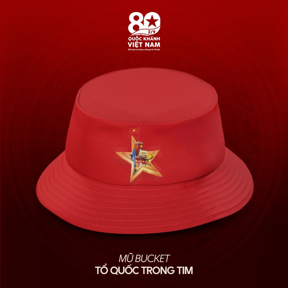  Mũ Bucket Concert Quốc Gia 2025 dạng dây rút 2 màu Trắng - Kỷ niệm 80 năm Quốc Khánh Việt Nam 