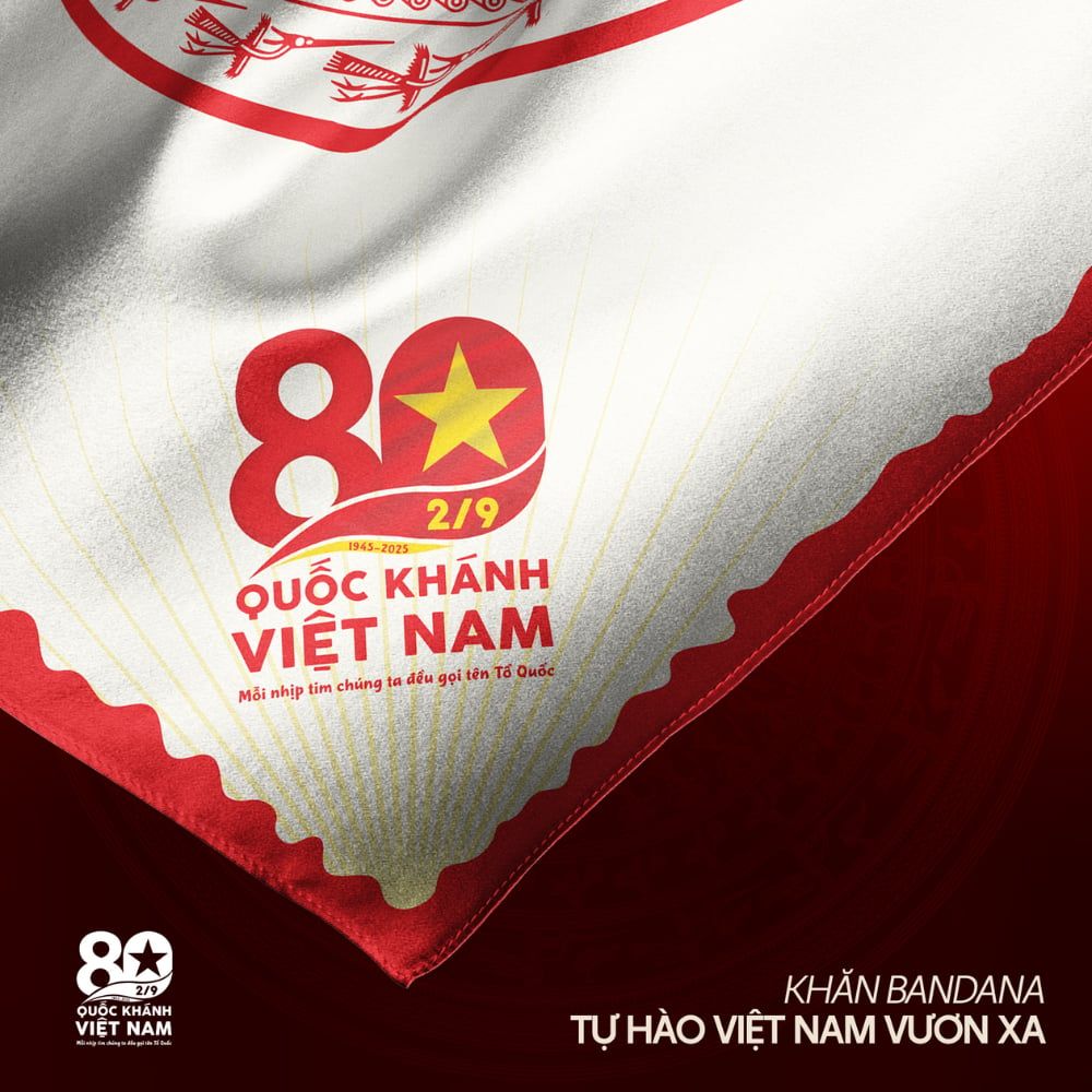  Khăn Lụa BANDANA  – Lụa Satin Cao Cấp in chủ đề Tổ Quốc - Kỷ niệm 80 năm Quốc Khánh Việt Nam 