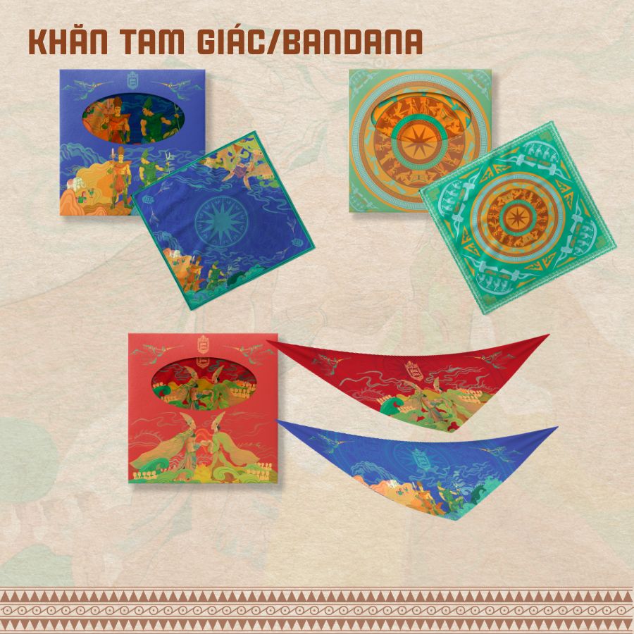  Khăn lụa Bandana họa tiết IP Hùng Vương AHV - 004 