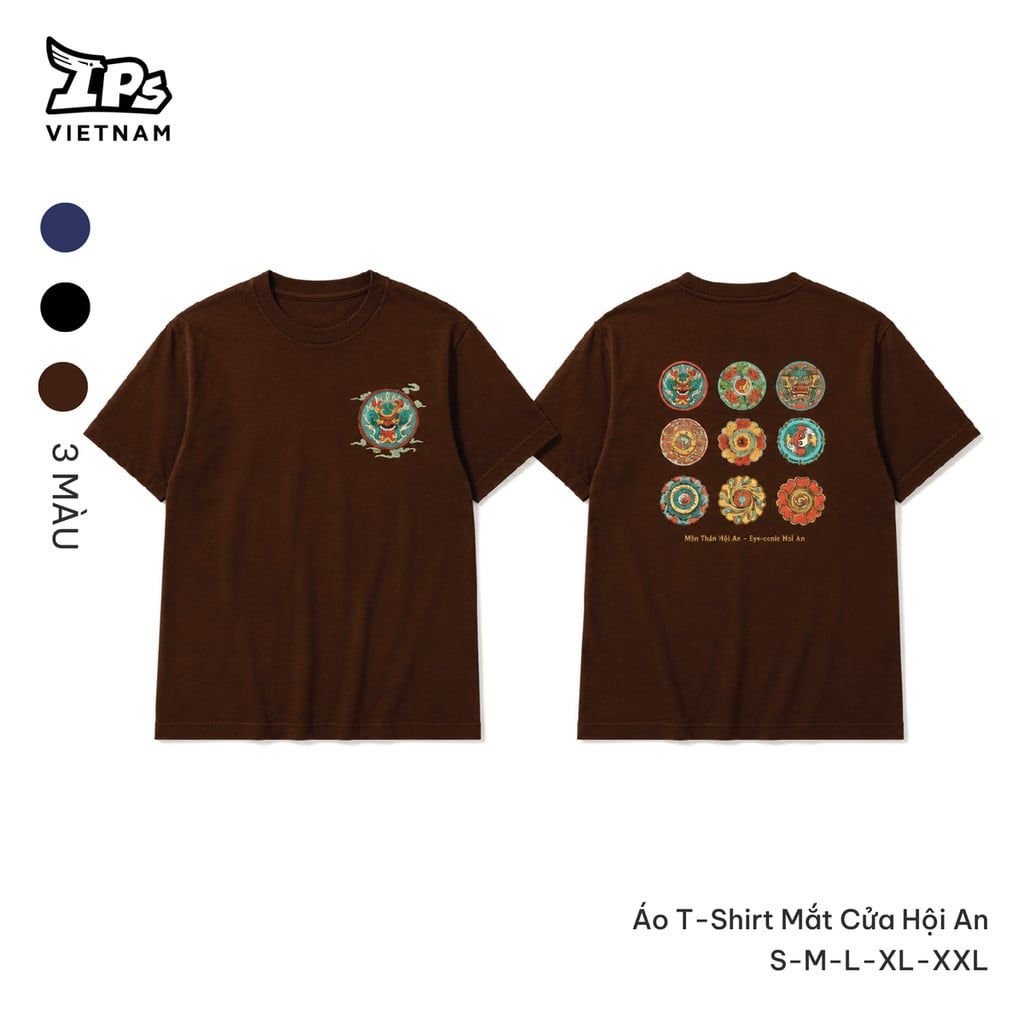  Áo T-Shirt Mắt cửa Hội An màu Nâu in hoạ tiết IP Hội An Mer 