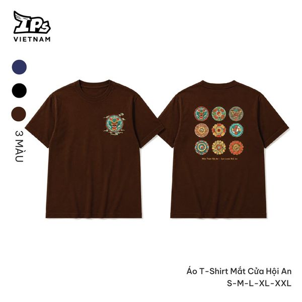  Áo T-Shirt Mắt cửa Hội An màu Nâu in hoạ tiết IP Hội An Mer 