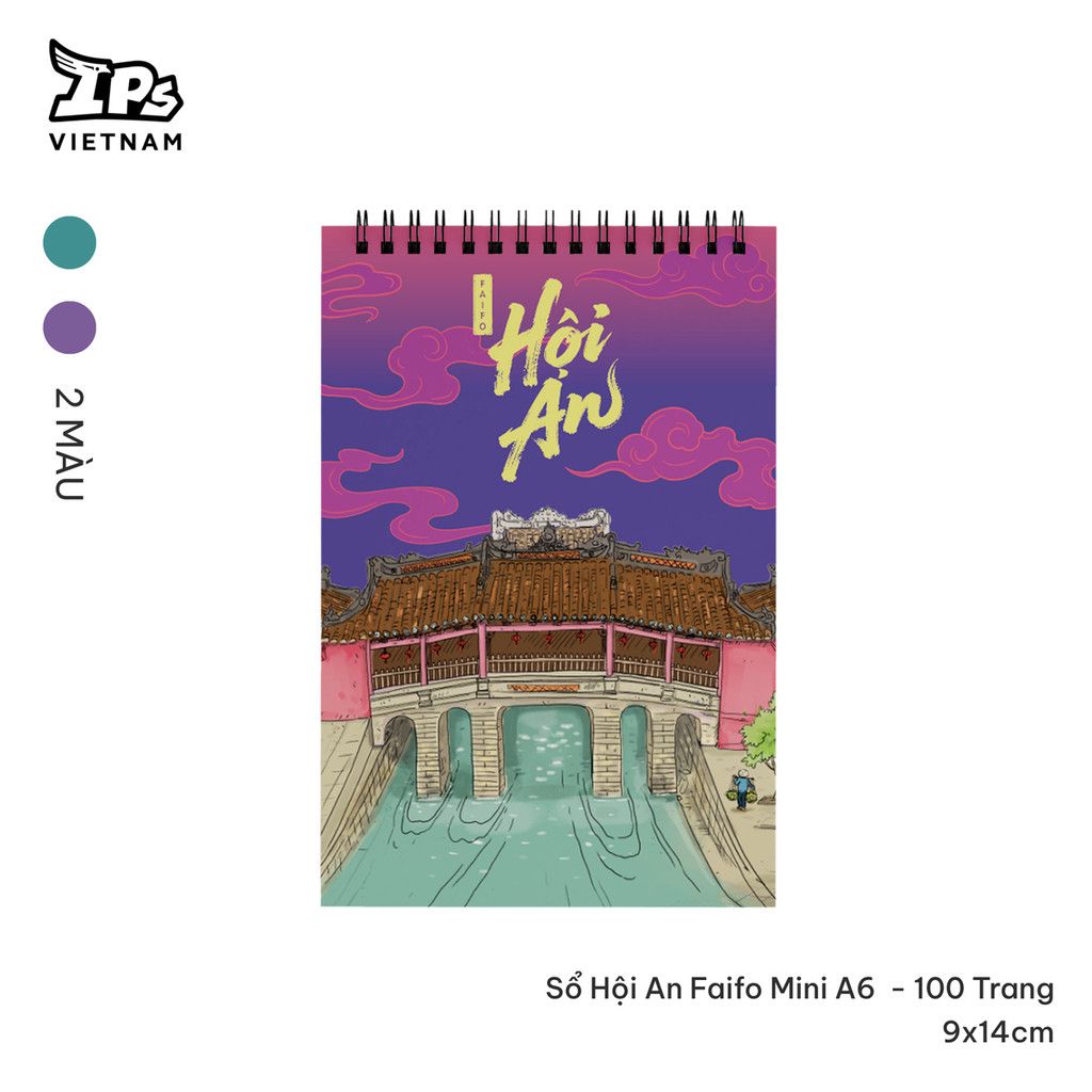  Sổ tay gáy xoắn Hội An Faifo hoạ tiết IP Hội An 100 trang kích thước 9 x 14 cm 