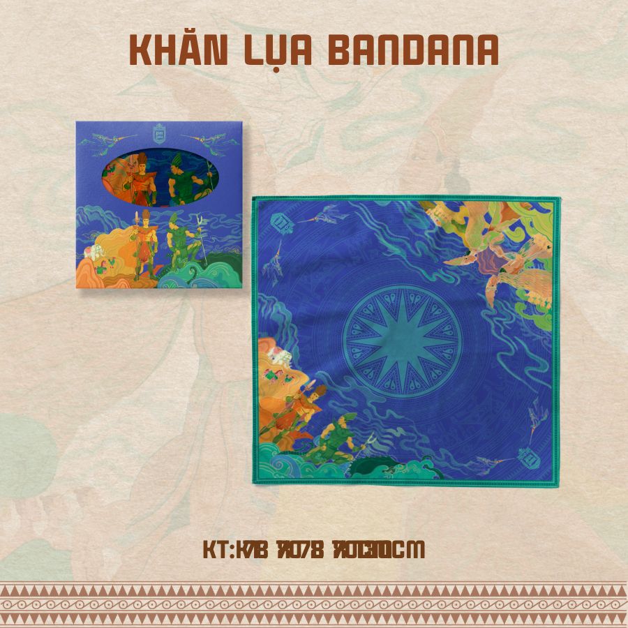  Khăn lụa Bandana họa tiết IP Hùng Vương AHV - 004 