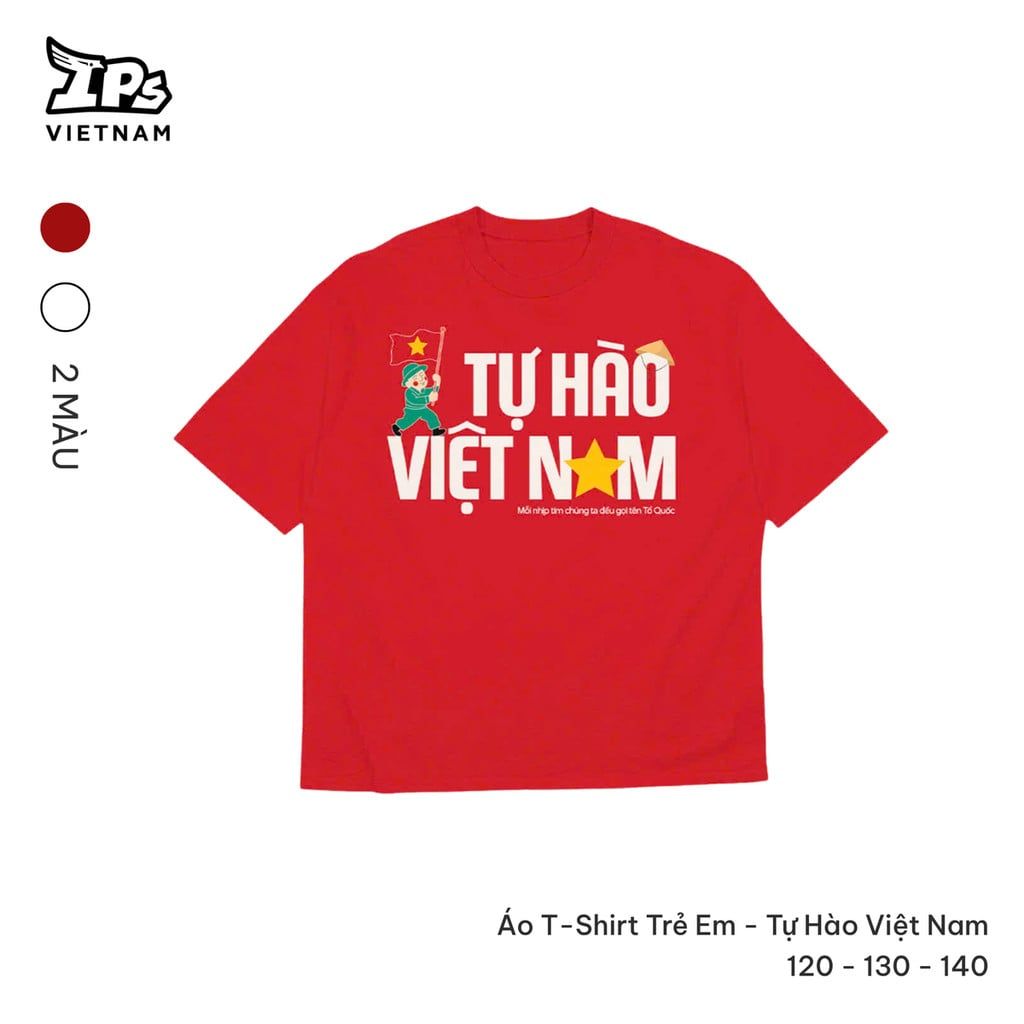  Áo thun size Trẻ Em Đỏ in logo Tự Hào Việt Nam 