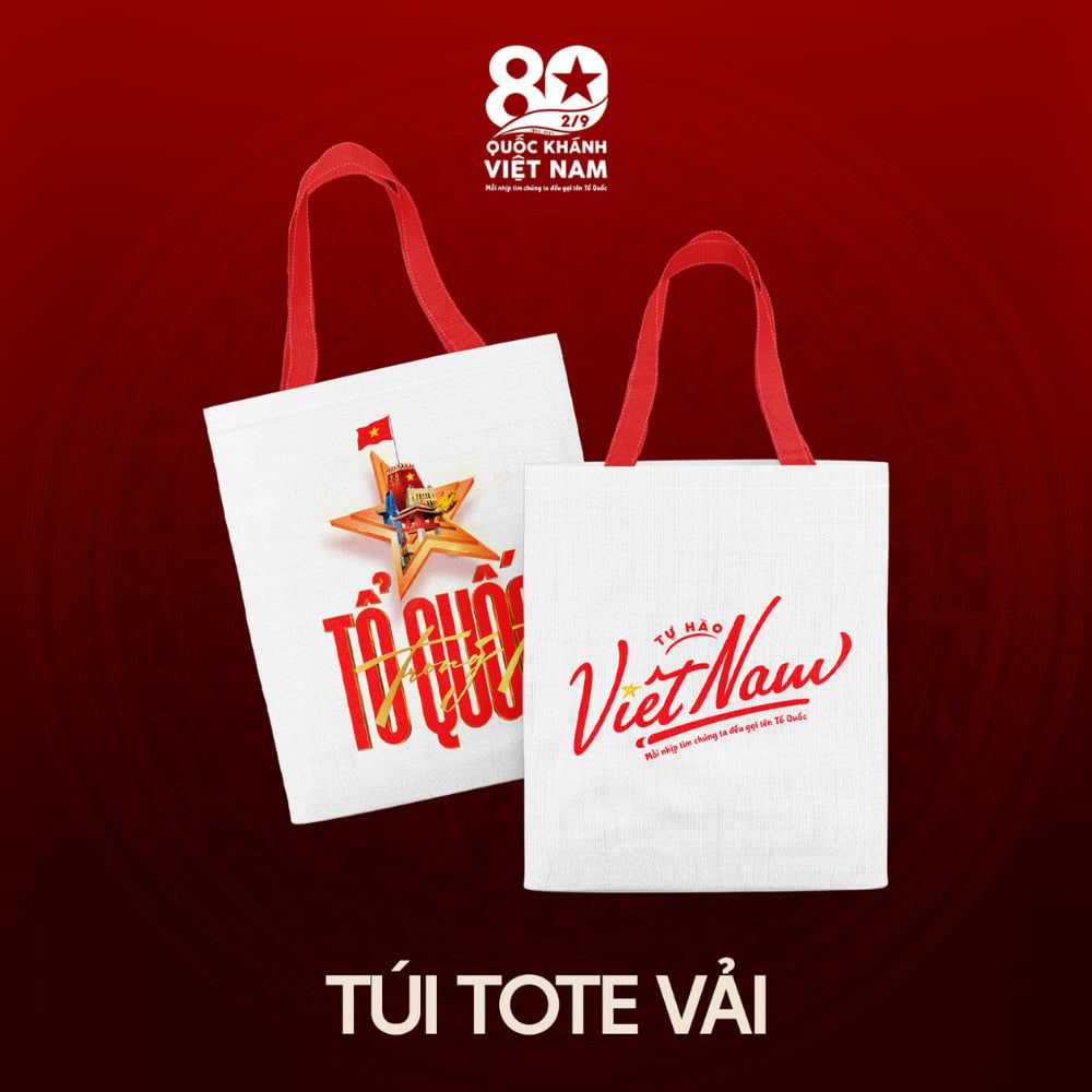  Túi tote Trắng Concert Quốc Gia vải canvas in logo Tổ Quốc trong tim 