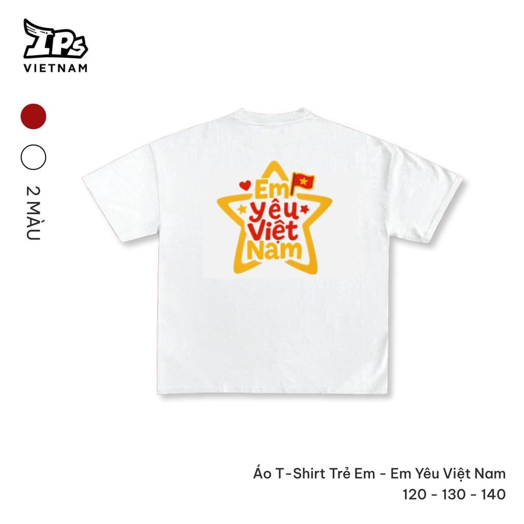  Áo thun size Trẻ Em màu Trắng in logo Tự Hào Việt Nam 