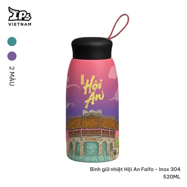  Bình nước giữ nhiệt màu Xanh inox 304 dung tích 520ml IP Hội An Mer 