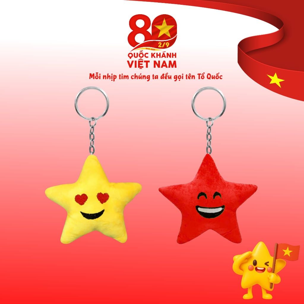  Móc Khóa Bông Hình Ngôi Sao 2 màu – Phụ kiện Cho Concert Quốc Gia- Kỷ niệm 80 năm Quốc Khánh Việt Nam 