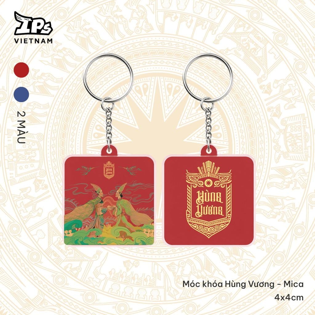  Móc khóa mica Đỏ in UV hoạ tiết IP Hùng Vương AHV-003 