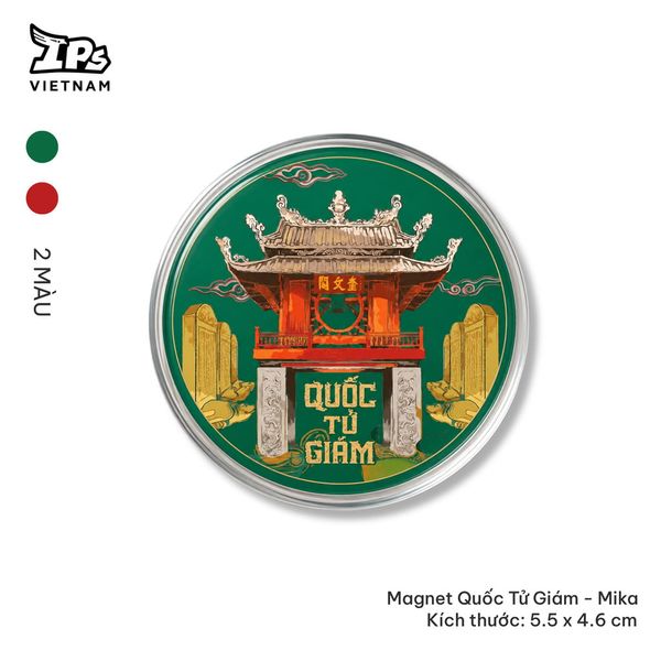  Magnet đính tủ lạnh in hoạ tiết Văn Miếu - mika màu Xanh 