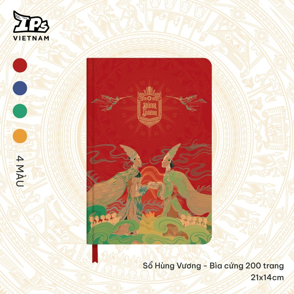  Sổ bìa cứng Đỏ họa tiết IP Hùng Vương – 20.5x13.5cm (AHV-013) 