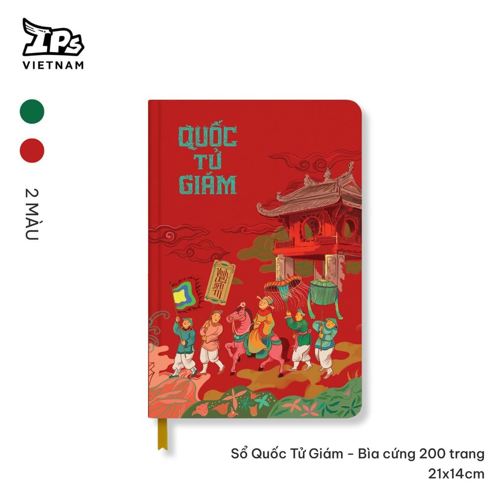  Sổ Quốc Tử Giám màu Xanh - Bìa cứng 200 trang 21x14cm 