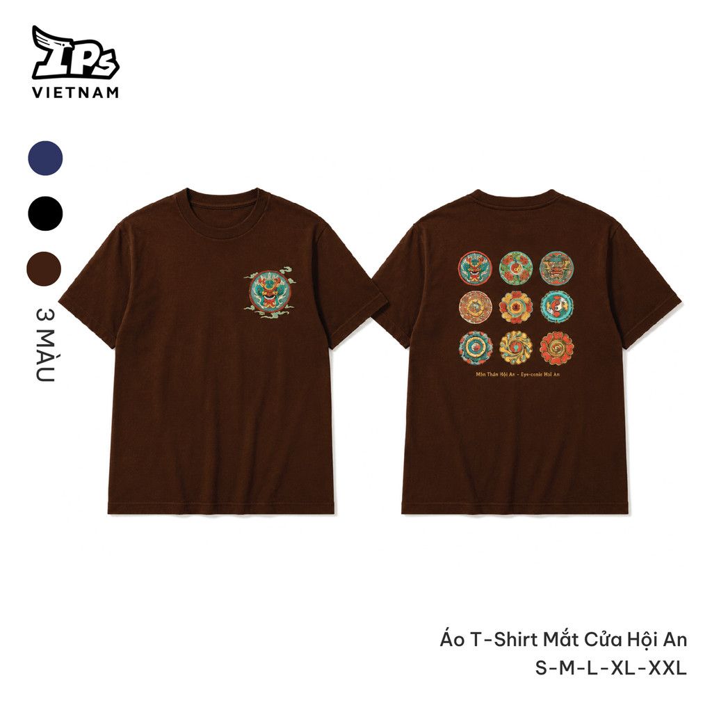  Áo T-Shirt Mắt cửa Hội An màu Đen in hoạ tiết IP Hội An Mer 