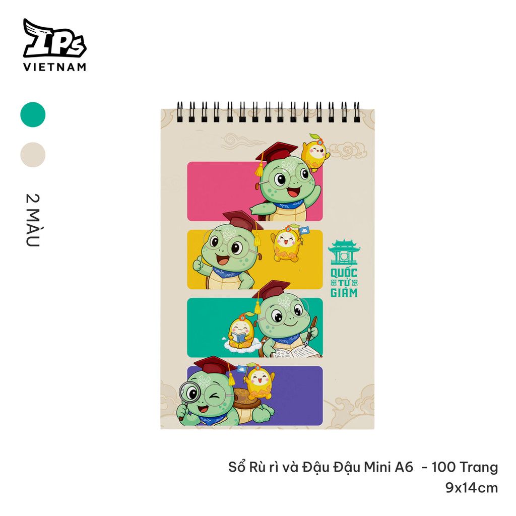  Sổ tay gáy xoắn màu Kem Rù Rì và Đậu Đậu 100 trang kích thước 9 x 14 cm 