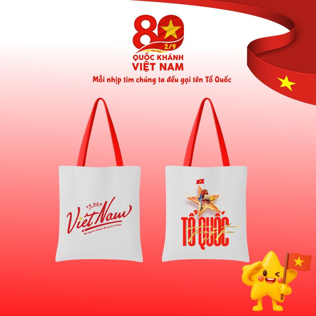  Túi tote Concert Quốc Gia 2025 vải canvas in logo Tổ Quốc trong tim –kỷ niệm Quốc Khánh Việt Nam 