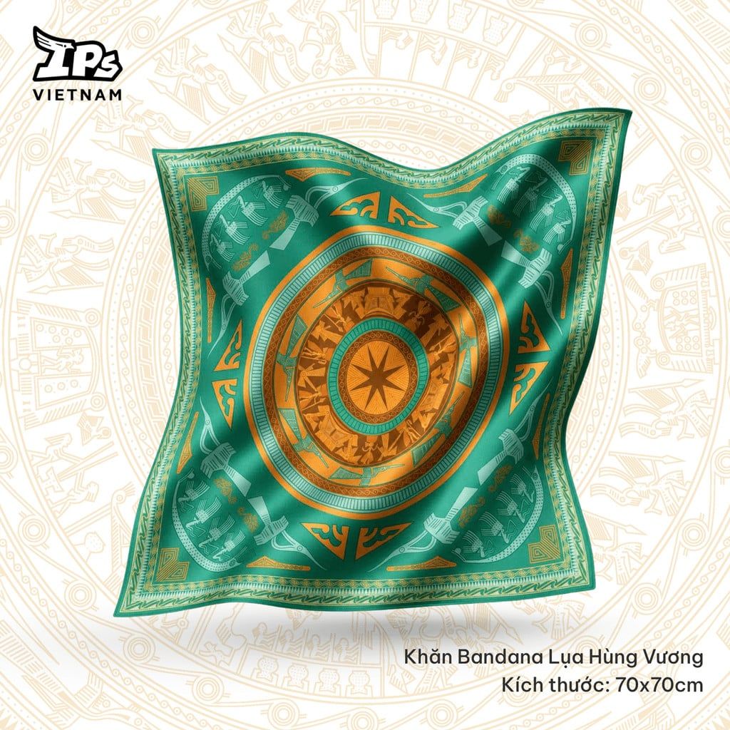  Khăn lụa Bandana Xanh Lá họa tiết IP Hùng Vương AHV - 004 