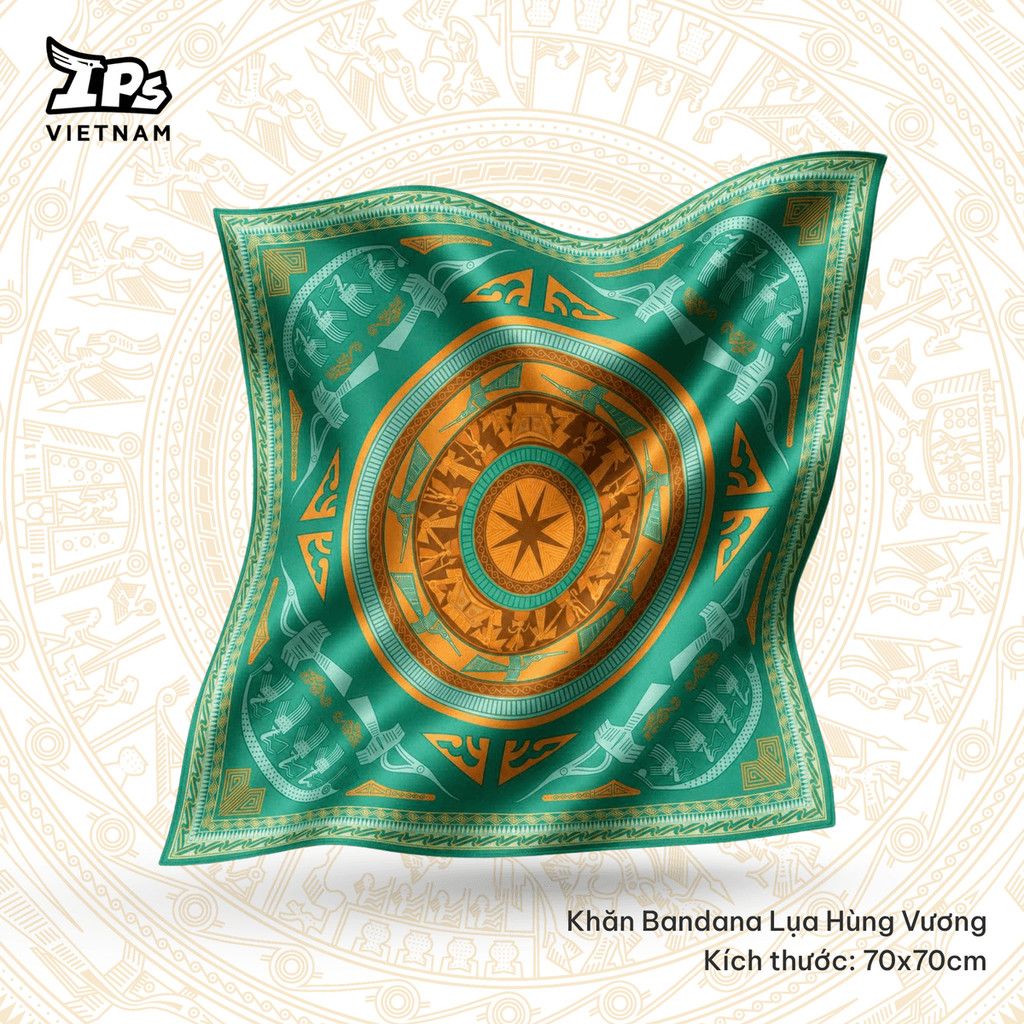  Khăn lụa Bandana Xanh Lá họa tiết IP Hùng Vương AHV - 004 