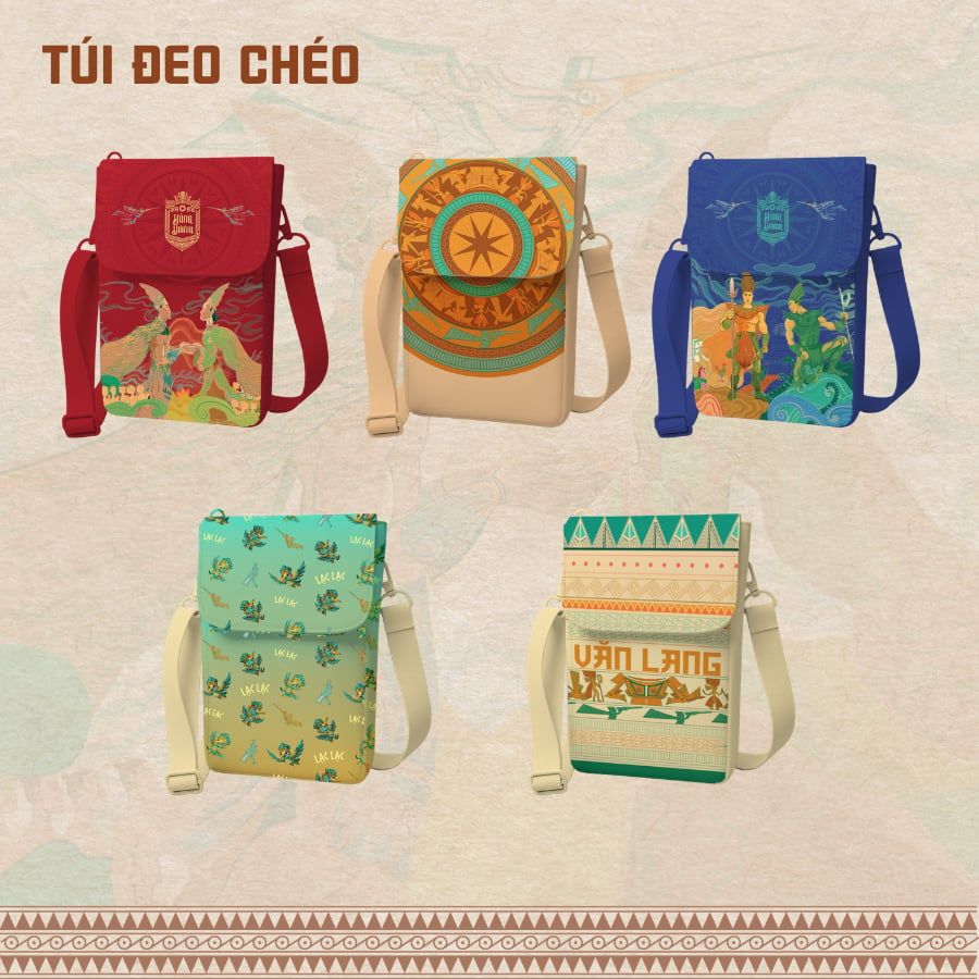  Túi vải canvas đeo chéo họa tiết IP Hùng Vương – 13x20cm (AHV-009) 