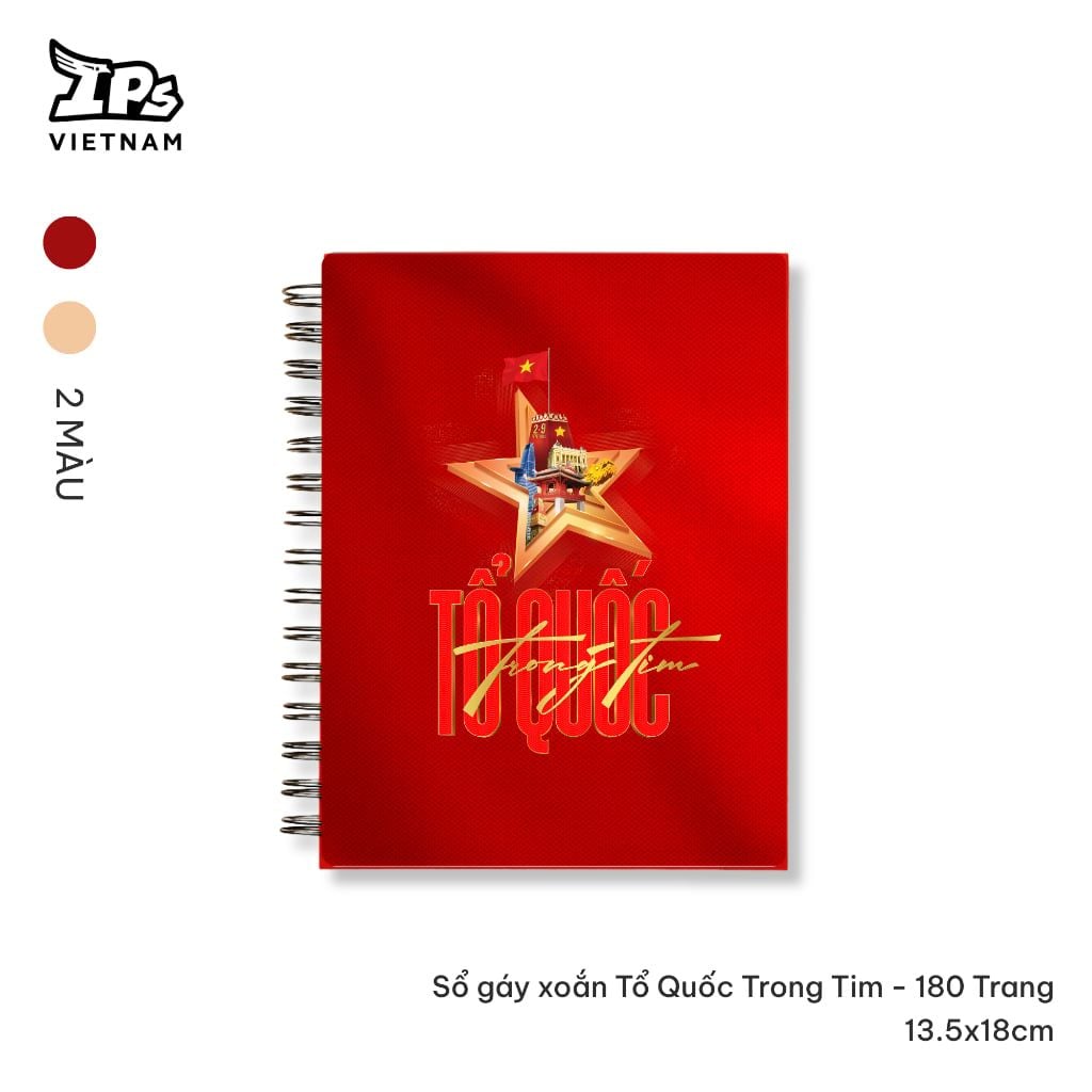 Sổ tay lò xo 13.5x18cm chủ đề Tổ Quốc – Việt Nam | Thiết kế kỷ niệm Quốc Khánh 2/9 bìa in Tự hào Việt Nam / Tổ quốc tron 