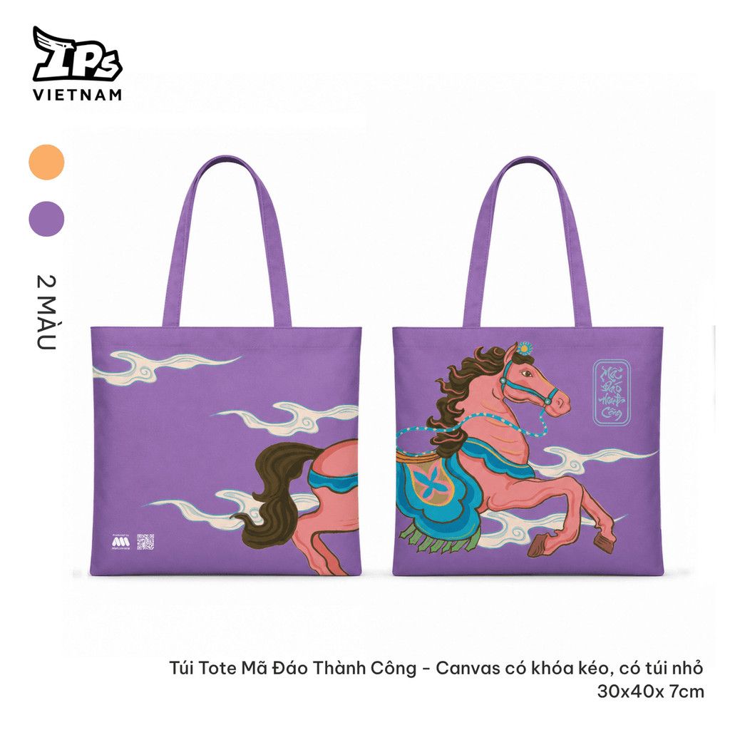  Túi vải canvas màu Pastel hoạ tiết IP Mã đáo thành công – ANS004 