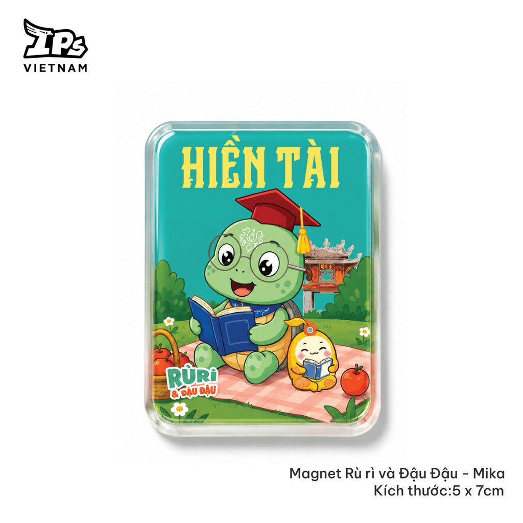  Magnet đính tủ lạnh màu Tím in hoạ tiết Rù Rì và Đậu Đậu 