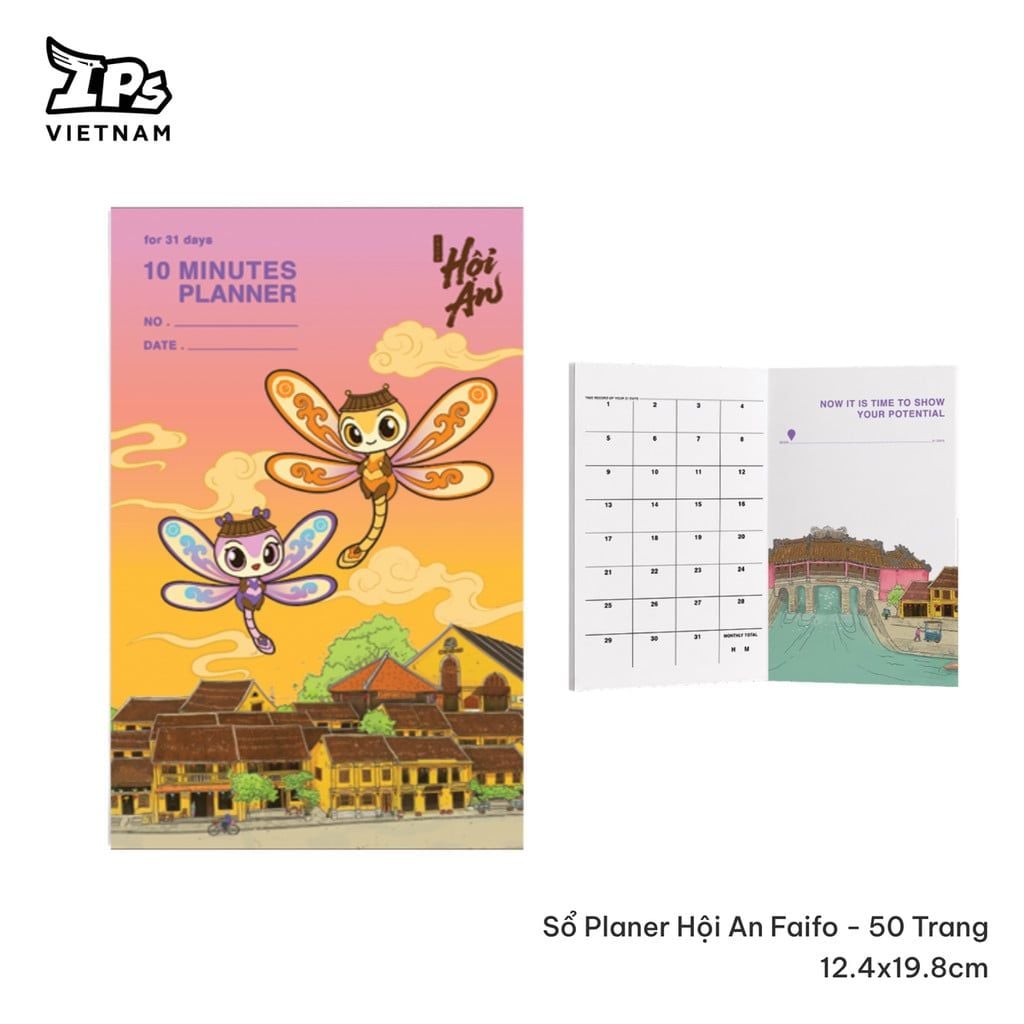  Sổ Planer Hội An Faifo hoạ tiết IP Hội An 50 trang kích thước 12.4 x 19.8 cm 
