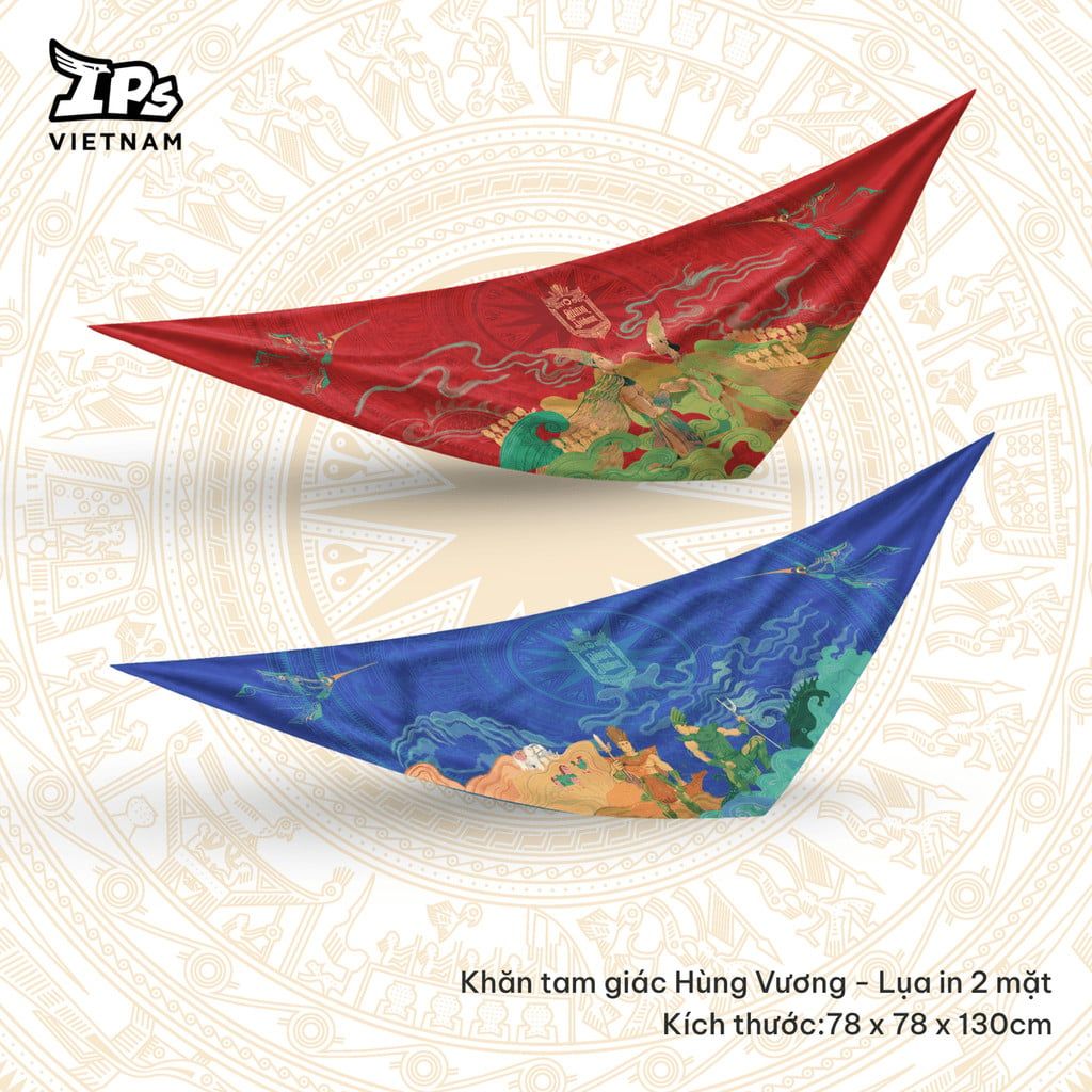  Khăn lụa tam giác in 2 mặt họa tiết IP Hùng Vương 