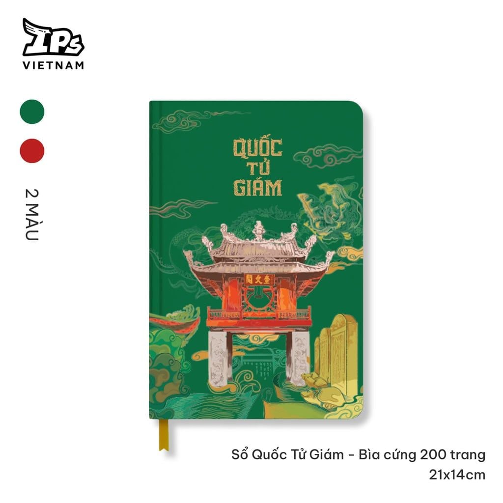  Sổ Quốc Tử Giám màu Xanh - Bìa cứng 200 trang 21x14cm 