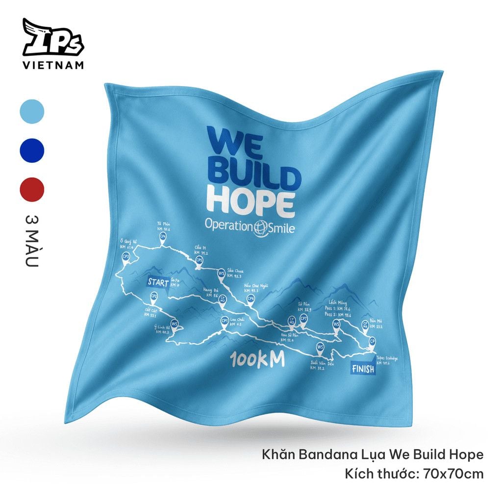  Khăn Bandana WE BUILD HOPE - màu xanh Mint - Chất liệu lụa satin 