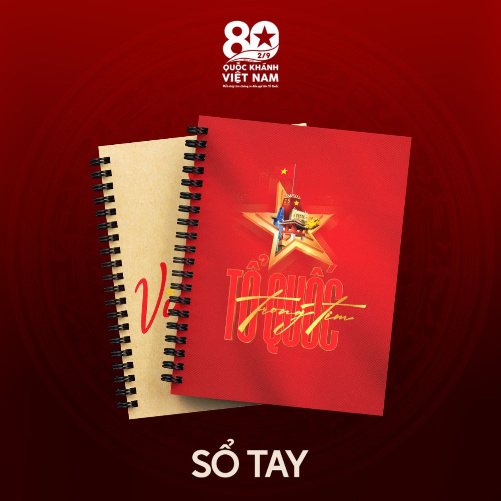  Sổ tay lò xo 13.5x18cm chủ đề Tổ Quốc – Việt Nam | Thiết kế kỷ niệm Quốc Khánh 2/9 bìa in Tự hào Việt Nam / Tổ quốc tron 