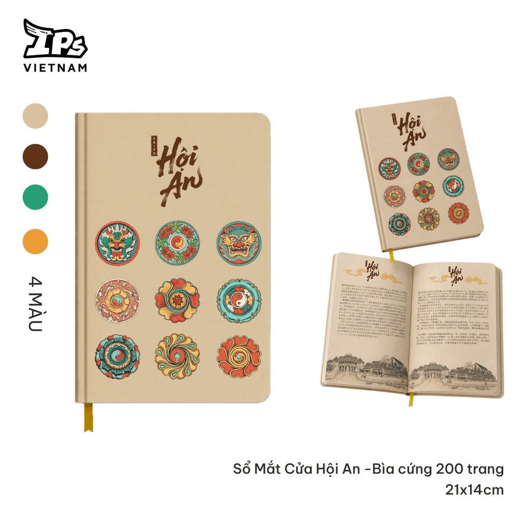  Sổ mắt cửa Hội An Faifo màu Xanh - Bìa cứng 200 trang 21x14cm 