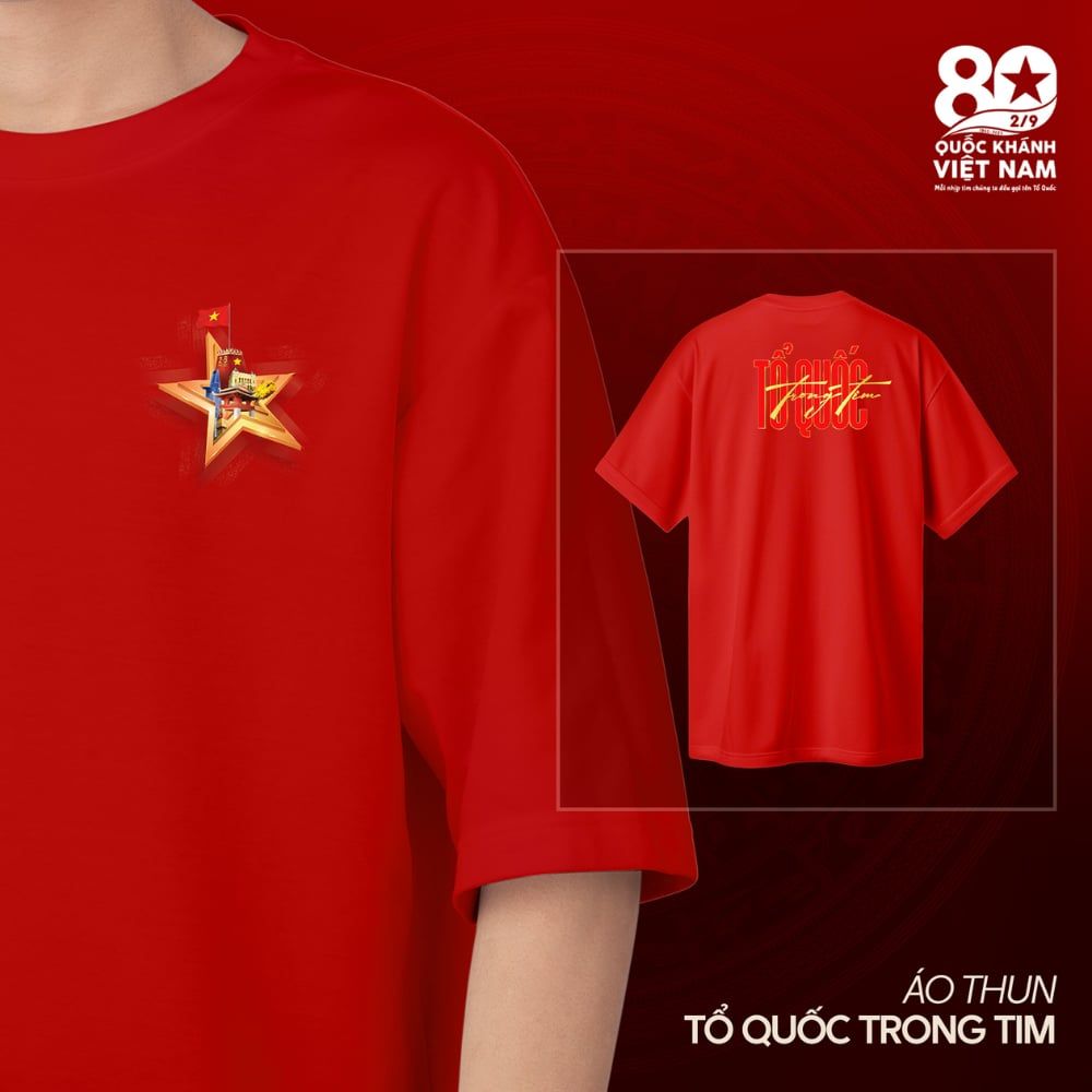  Áo thun Cotton Concert Quốc Gia 2025 in logo Tổ Quốc trong tim 