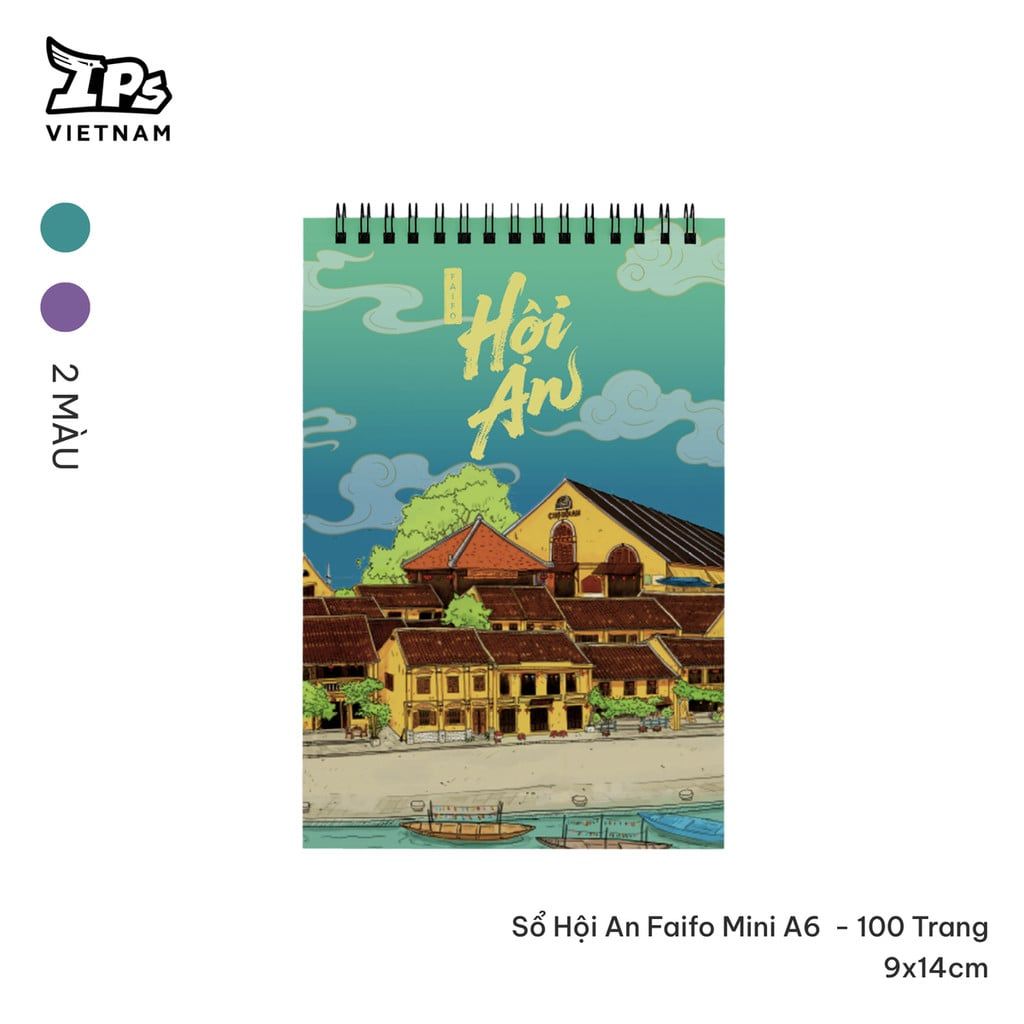  Sổ tay gáy xoắn Hội An Faifo hoạ tiết IP Hội An 100 trang kích thước 9 x 14 cm 