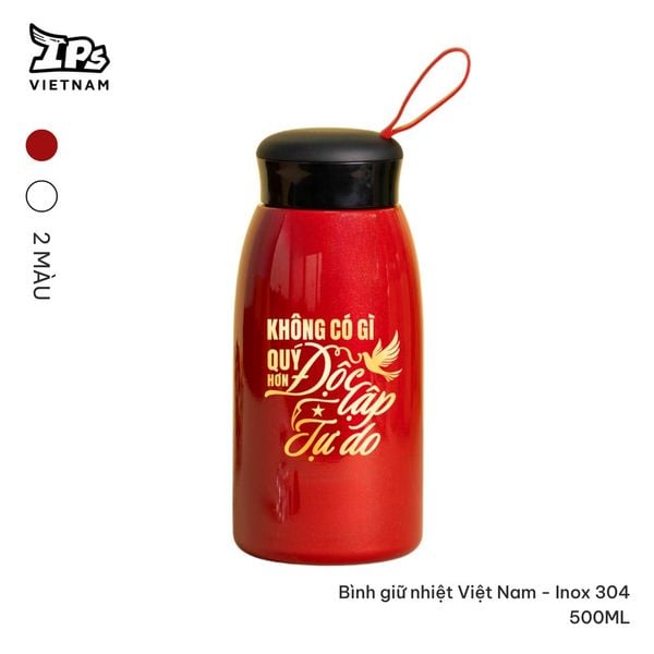  Bình nước giữ nhiệt Đỏ in logo chủ đề Tổ Quốc trong tim- Kỷ niệm 80 năm Quốc Khánh Việt Nam 