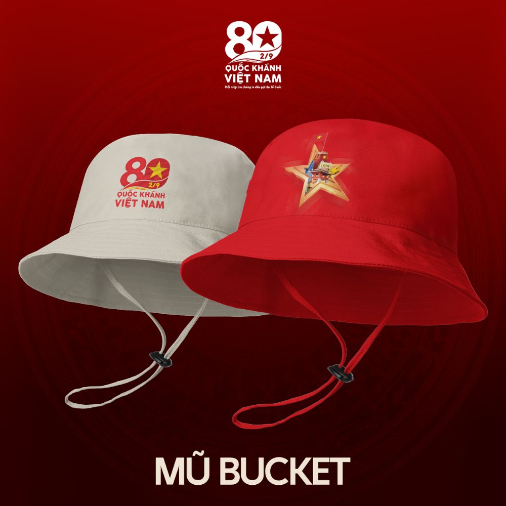  Mũ Bucket Concert Quốc Gia 2025 dạng dây rút 2 màu - Kỷ niệm 80 năm Quốc Khánh Việt Nam 