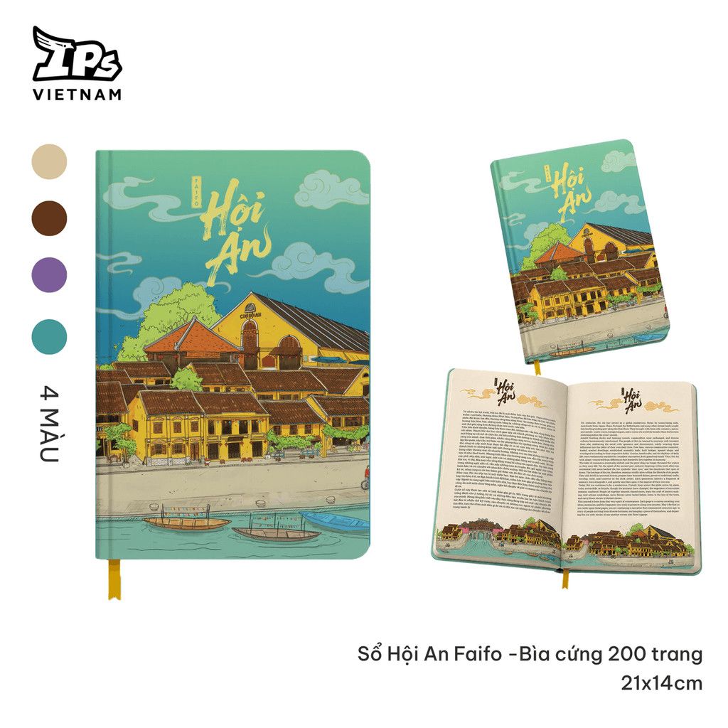  Sổ mắt cửa Hội An Faifo màu Nâu Nhạt - Bìa cứng 200 trang 21x14cm 
