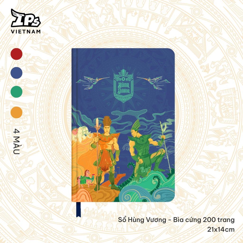  Sổ bìa cứng Xanh Dương họa tiết IP Hùng Vương – 20.5x13.5cm (AHV-013) 