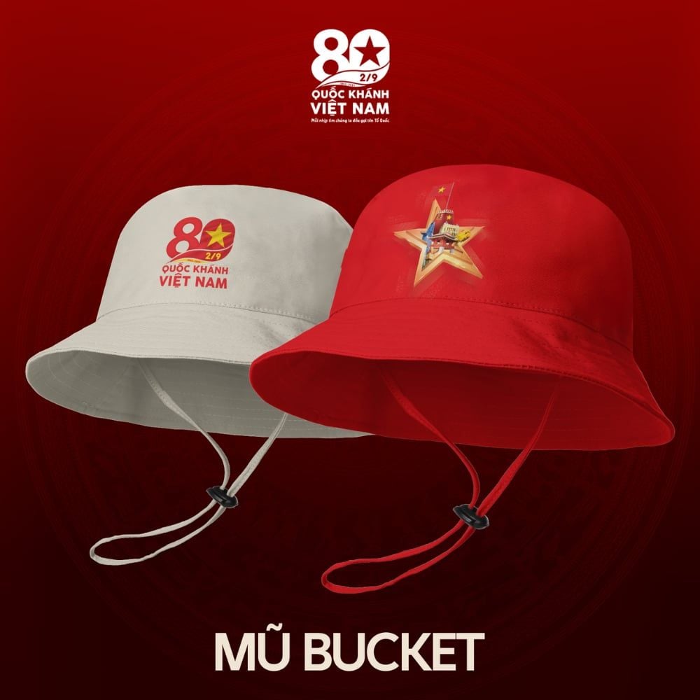  Mũ Bucket Concert Quốc Gia 2025 dạng dây rút 2 màu Đỏ - Kỷ niệm 80 năm Quốc Khánh Việt Nam 