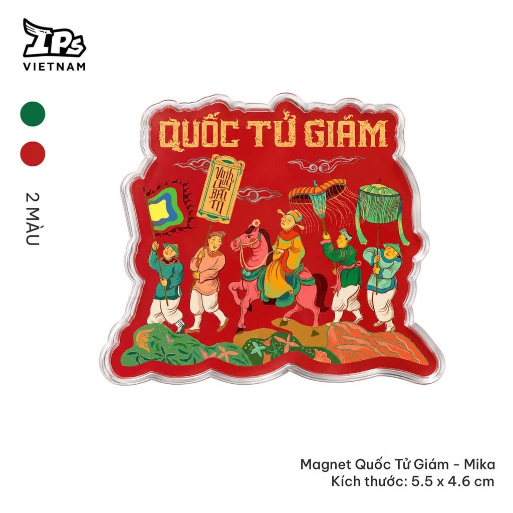  Magnet đính tủ lạnh in hoạ tiết Văn Miếu - mika màu Đỏ 