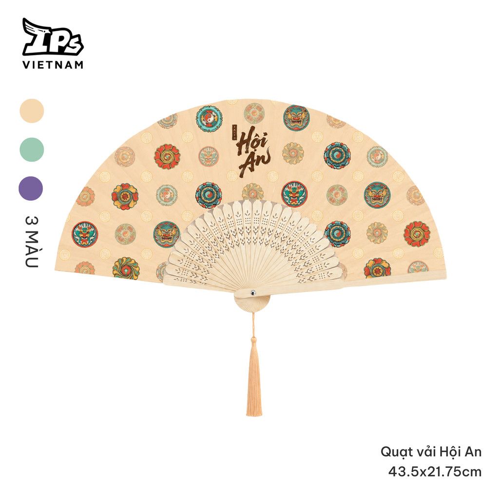  Quạt tay vải họa tiết Chùa Cầu Hội An IP Hội An Mer – 43.5x21.75 cm 