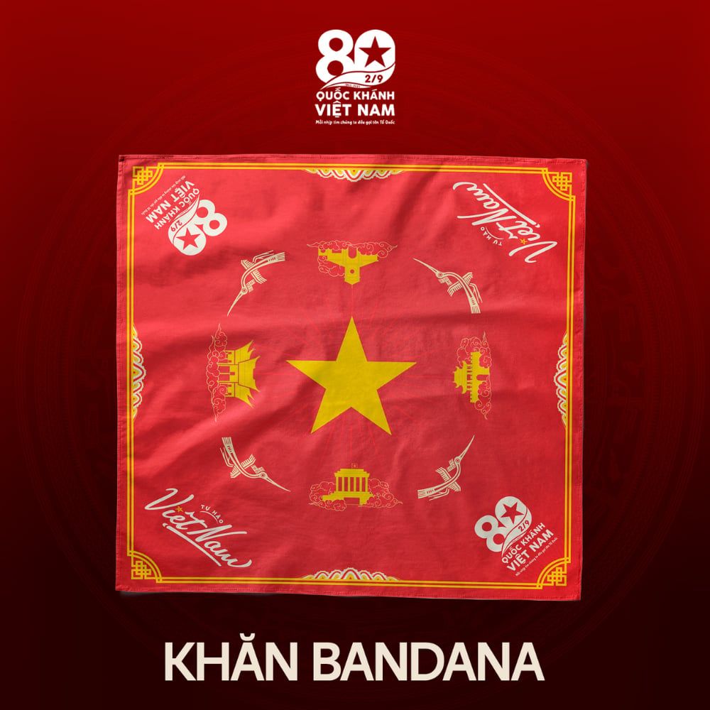  Khăn Lụa BANDANA  – Lụa Satin Cao Cấp in chủ đề Tổ Quốc - Kỷ niệm 80 năm Quốc Khánh Việt Nam 