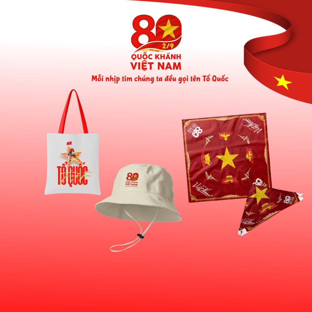  Combo Phụ Kiện Concert Tổ Quốc 2025- gồm Túi sách tổ quốc trong tim + mũ trăng+Khăn đỏ 