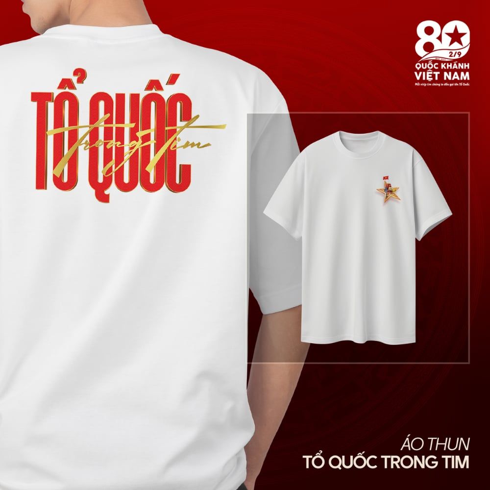 Áo thun Cotton Concert Quốc Gia 2025 in logo Tổ Quốc trong tim 