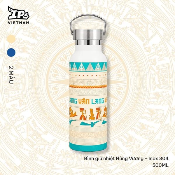  Bình nước giữ nhiệt inox 304 Văn Lang họa tiết IP Hùng Vương 500ml (AHV-015) 