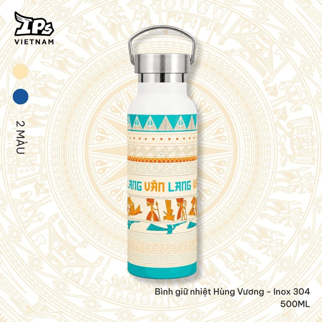  Bình nước giữ nhiệt inox 304 Văn Lang họa tiết IP Hùng Vương 500ml (AHV-015) 