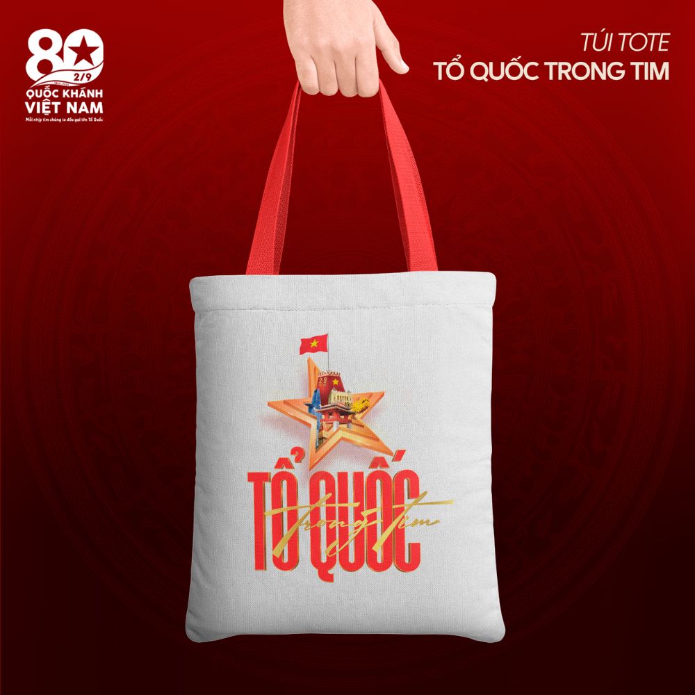  Túi tote Concert Quốc Gia 2025 vải canvas in logo Tổ Quốc trong tim –kỷ niệm Quốc Khánh Việt Nam 