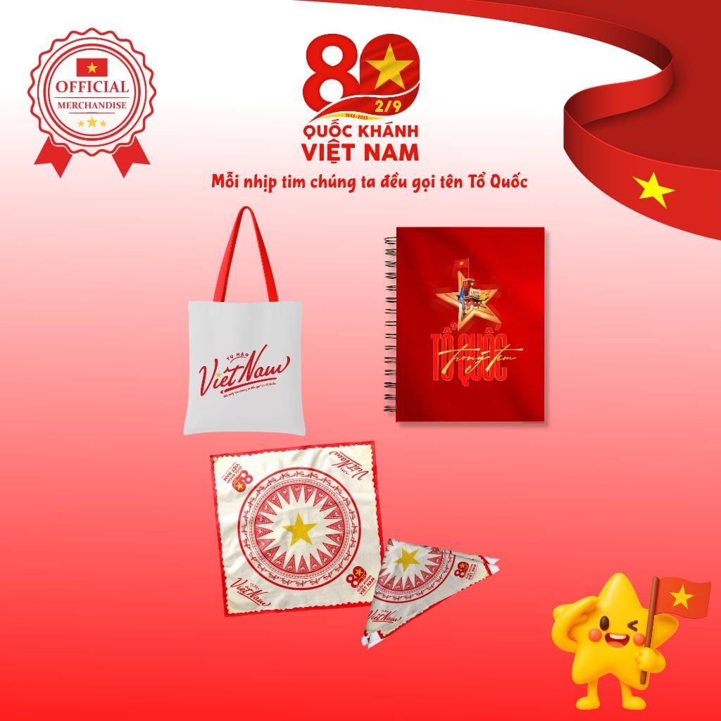  Combo Phụ Kiện Concert Tổ Quốc – TÚI tự hào việt nam + SỔ Đỏ + KHĂN Trắng- Kỷ niệm 80 năm Quốc Khánh Việt Nam 