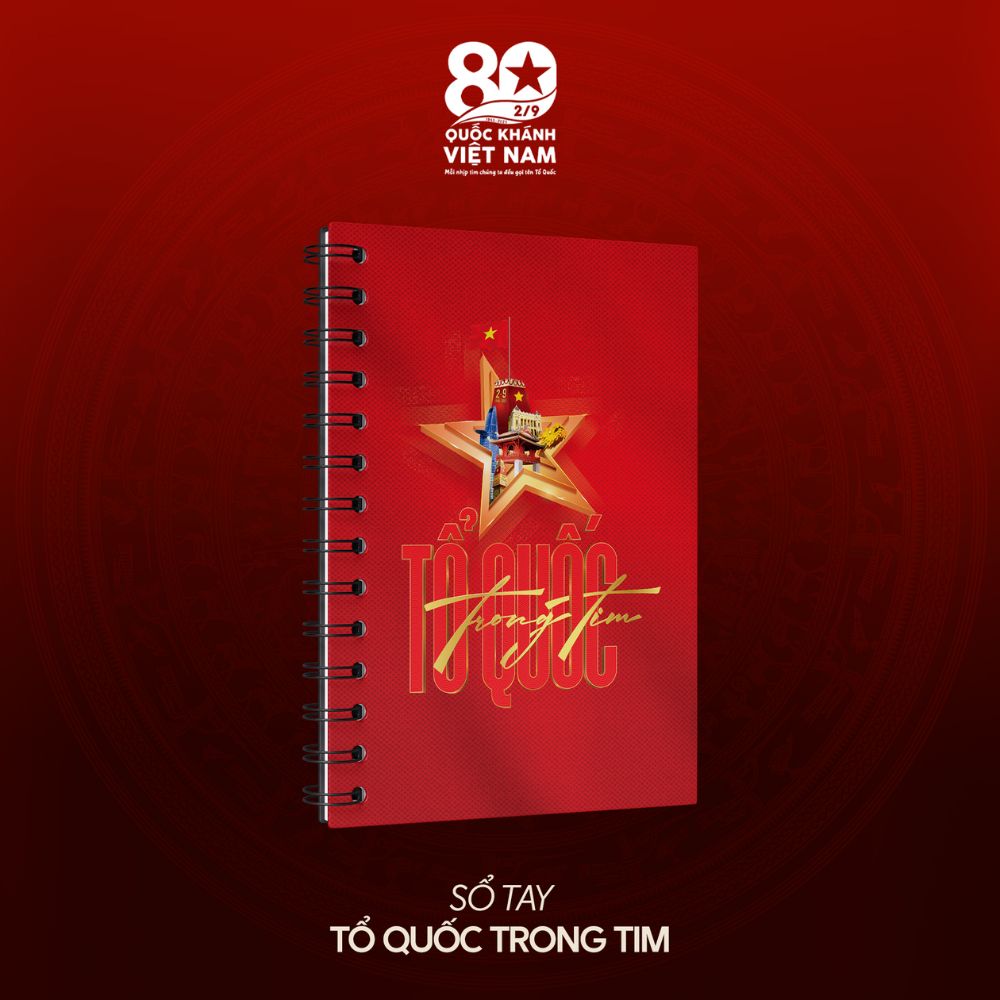  Sổ tay lò xo 13.5x18cm chủ đề Tổ Quốc – Việt Nam | Thiết kế kỷ niệm Quốc Khánh 2/9 bìa in Tự hào Việt Nam / Tổ quốc tron 