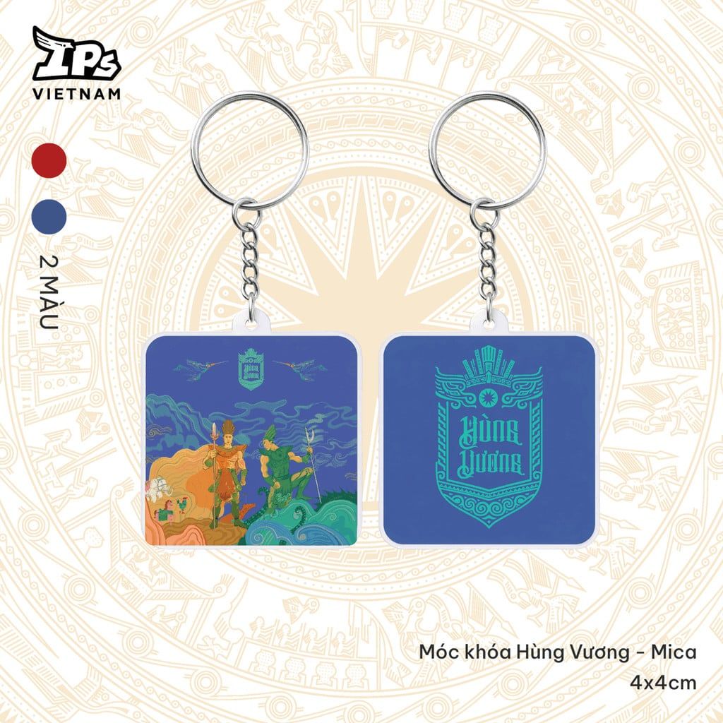  Móc khóa mica Xanh Dương in UV hoạ tiết IP Hùng Vương AHV-003 