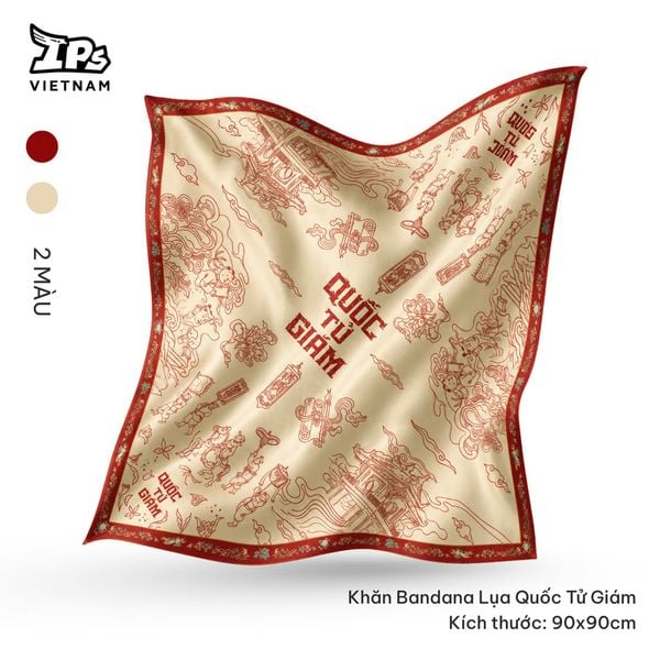  Khăn lụa Bandana lụa Quốc Tử Giám hoạ tiết IP Văn Miếu 
